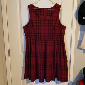 Red plaid suede dress